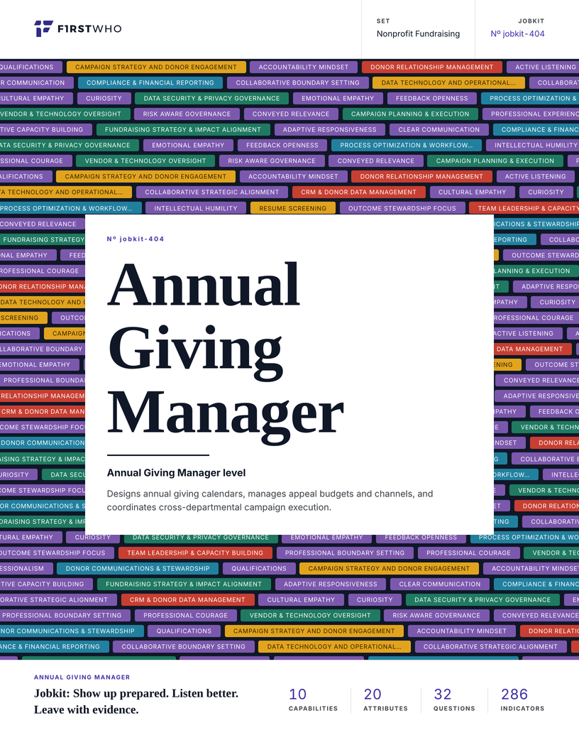 Cover of the Annual Giving Manager job kit