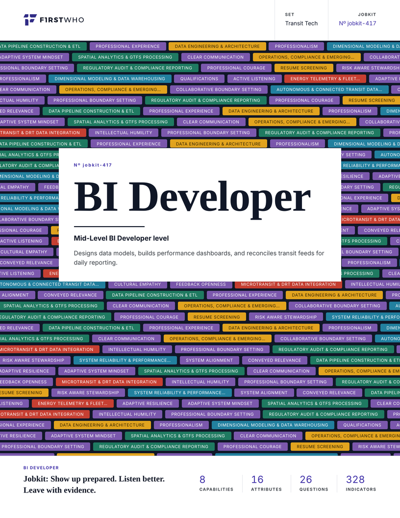 Cover of the BI Developer job kit