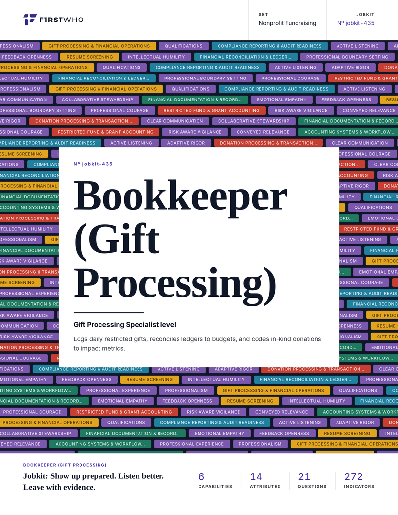 Cover of the Bookkeeper (Gift Processing) job kit