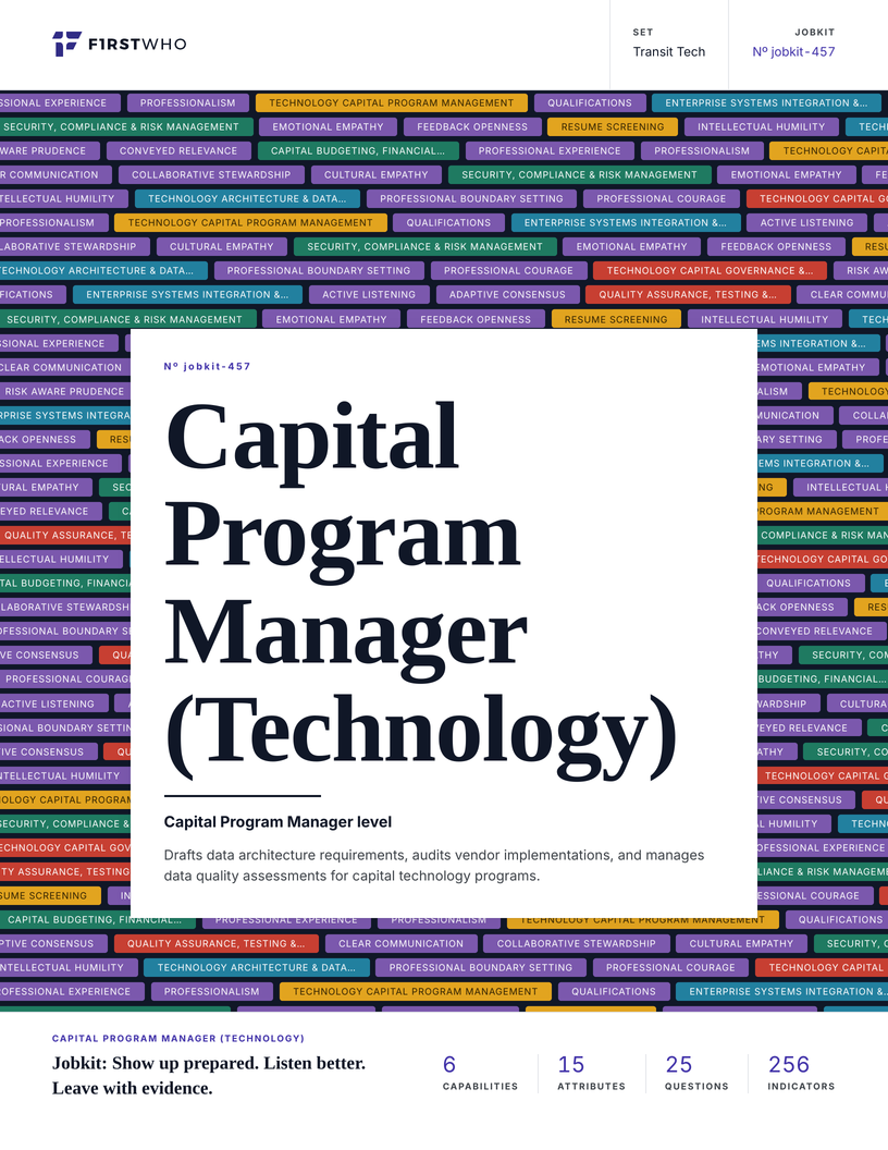 Cover of the Capital Program Manager (Technology) job kit