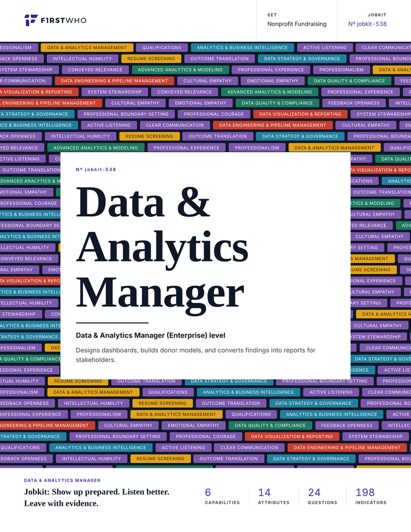 Cover of the Data & Analytics Manager job kit