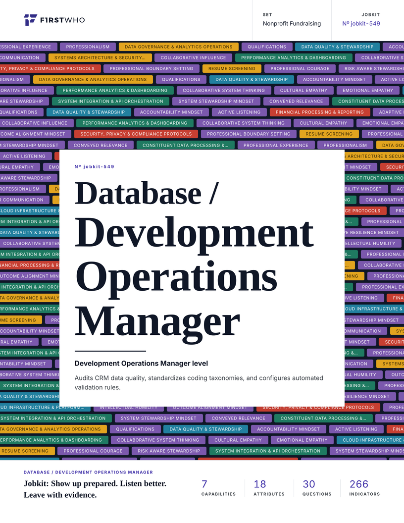Cover of the Database / Development Operations Manager job kit