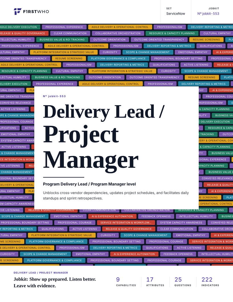 Cover of the Delivery Lead / Project Manager job kit