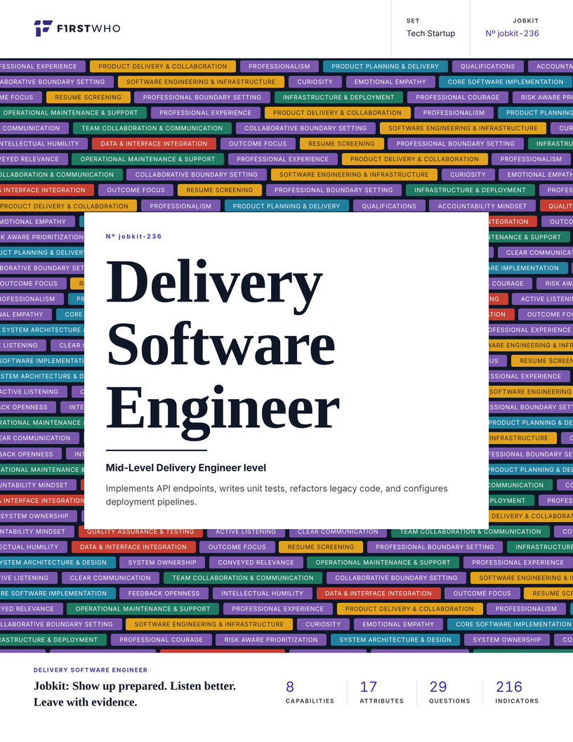 Cover of the Delivery Software Engineer job kit