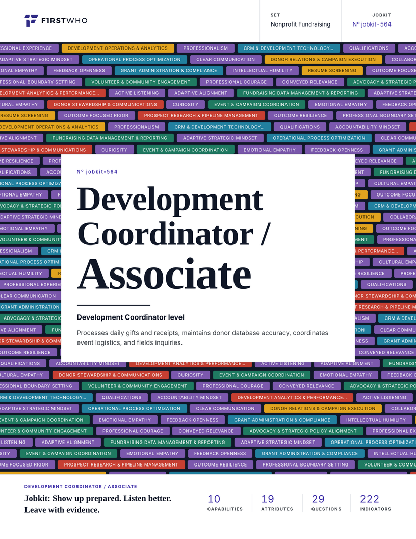 Cover of the Development Coordinator / Associate job kit