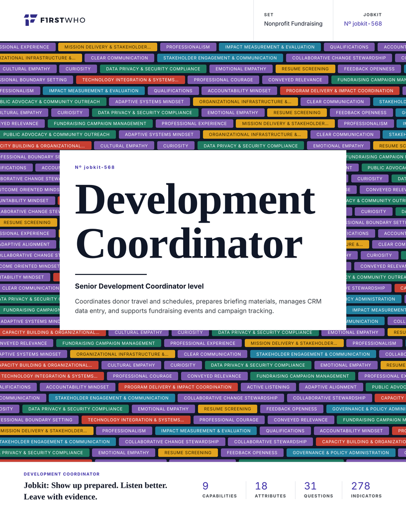 Cover of the Development Coordinator job kit