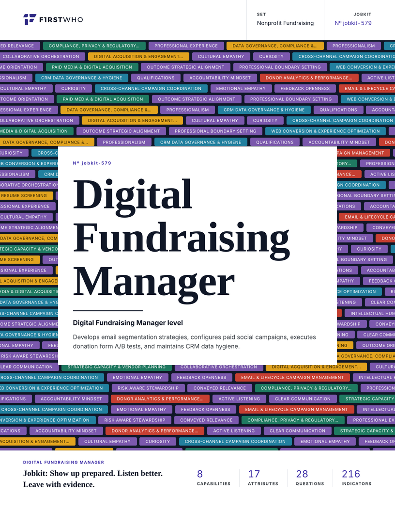 Cover of the Digital Fundraising Manager job kit