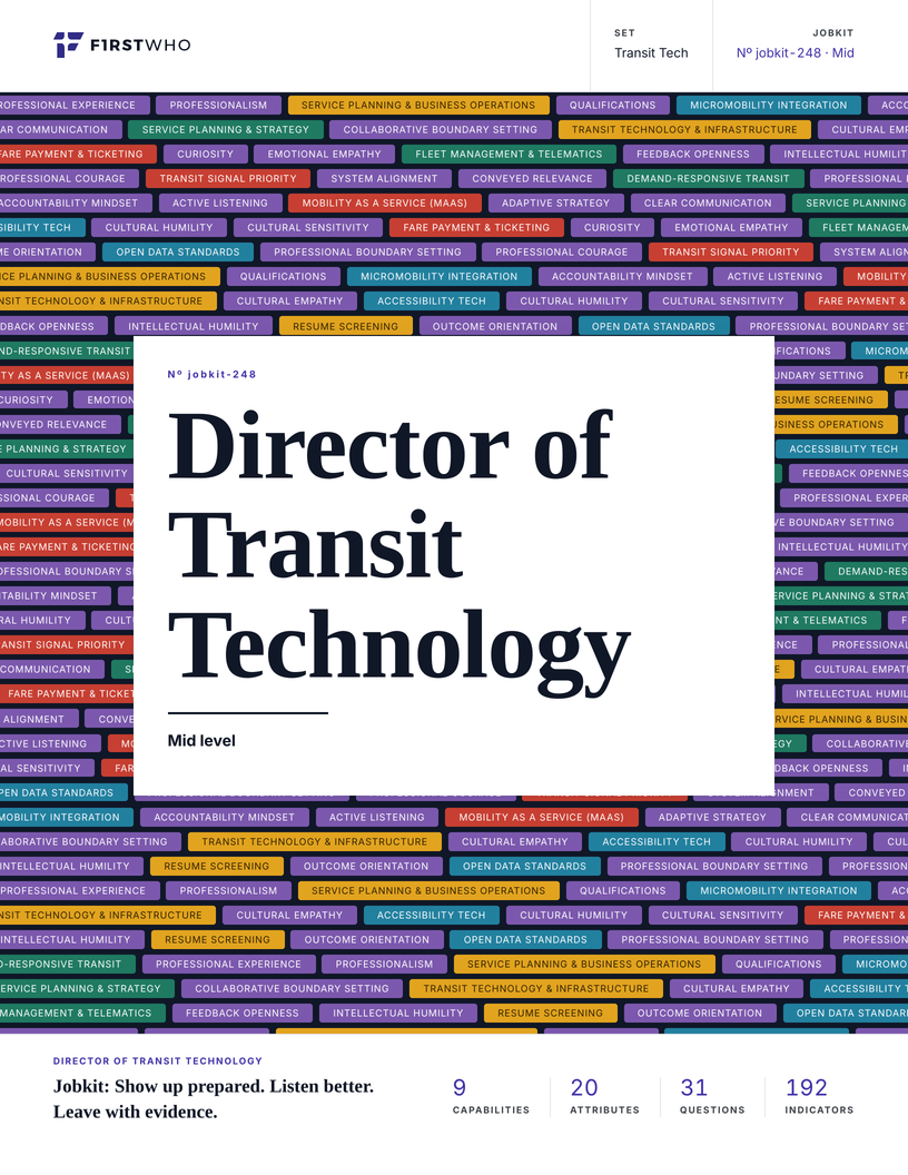 Cover of the Director of Transit Technology job kit