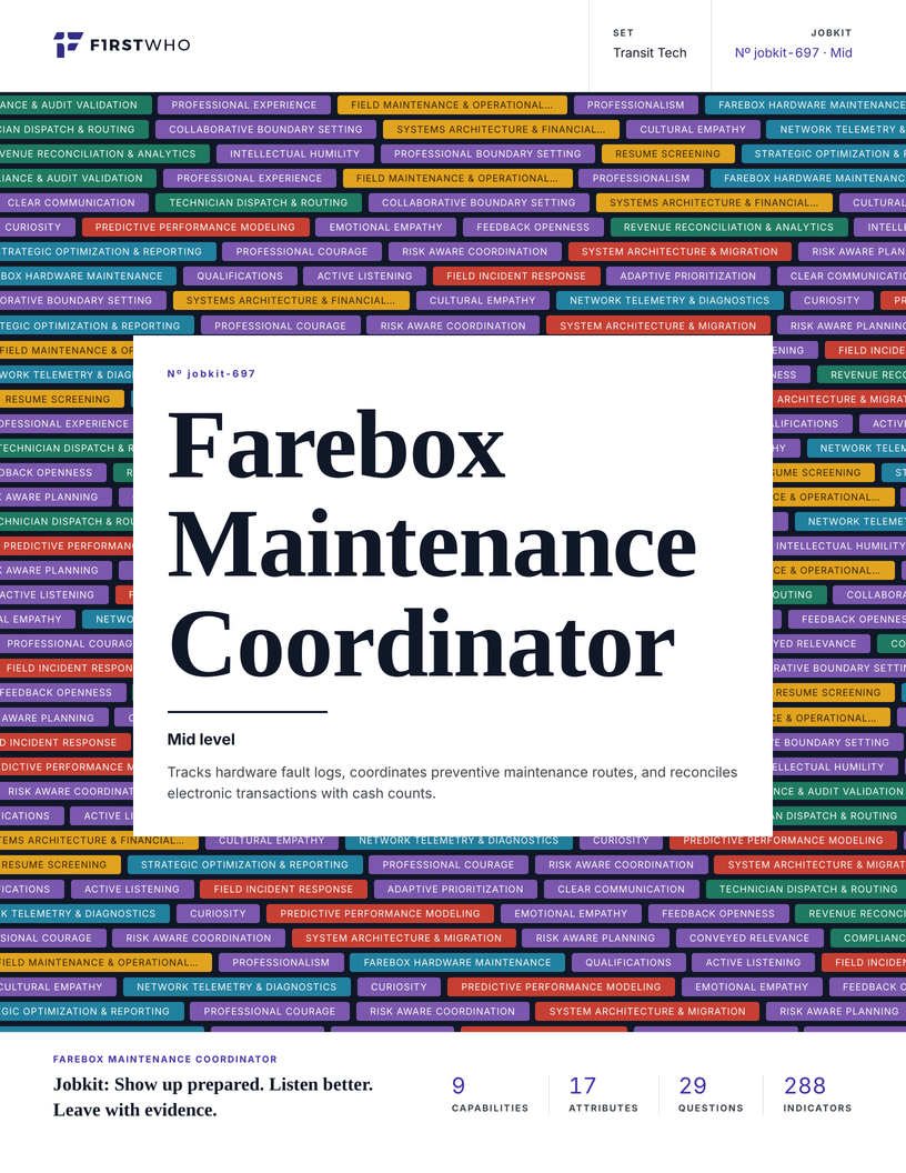 Cover of the Farebox Maintenance Coordinator job kit