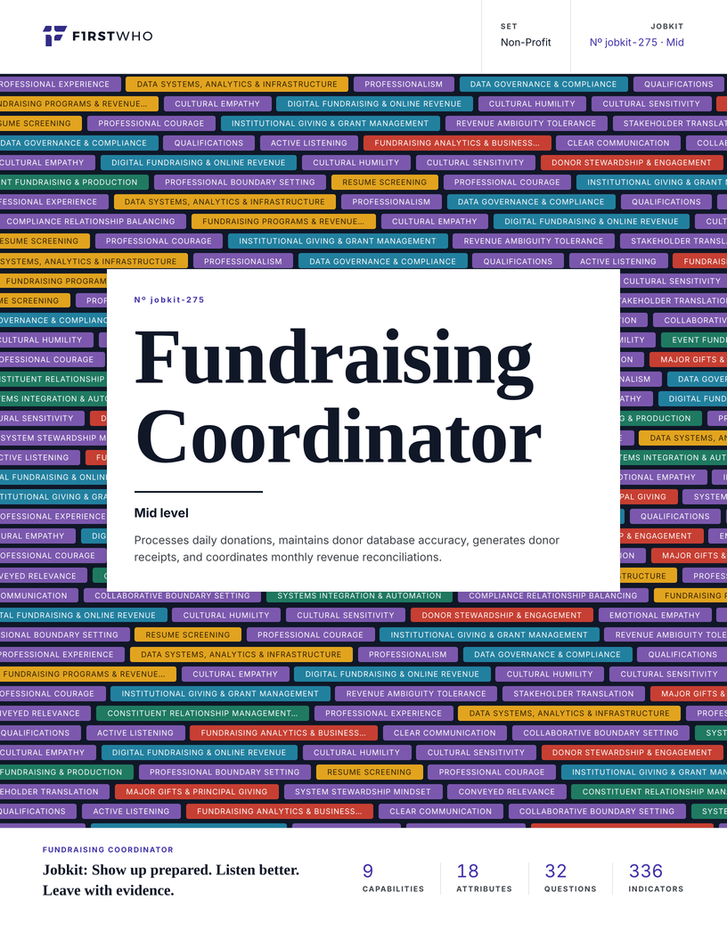 Cover of the Fundraising Coordinator job kit
