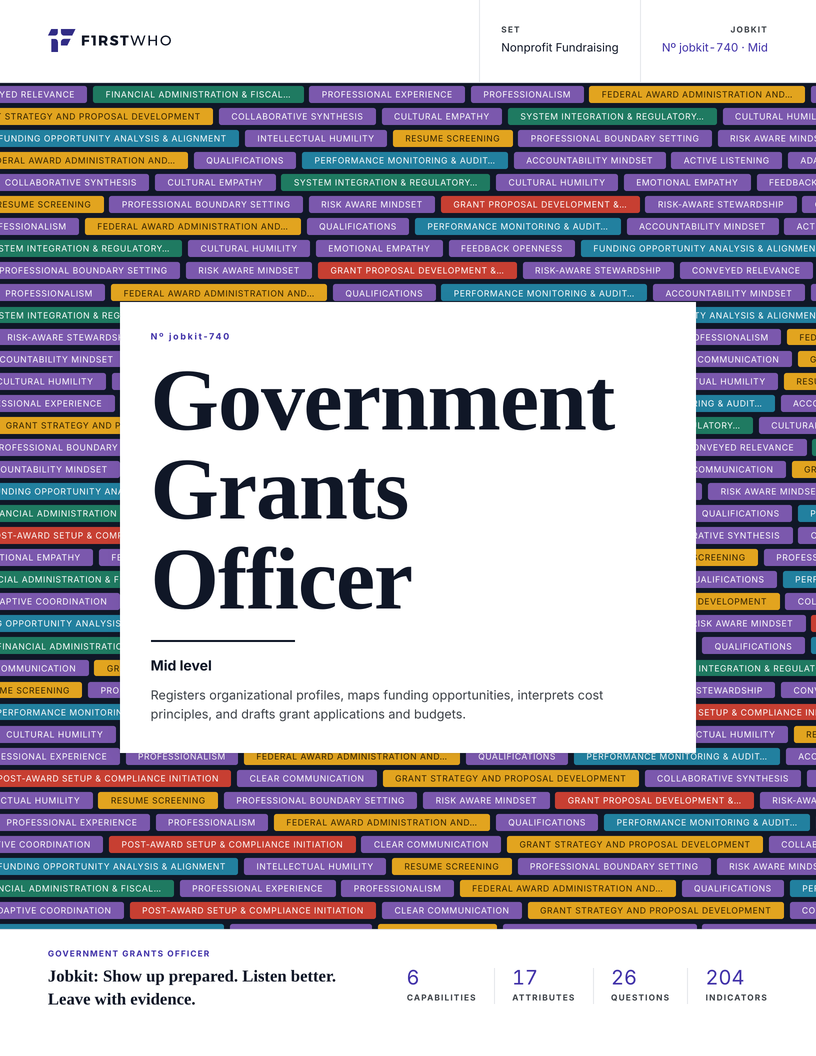 Cover of the Government Grants Officer job kit