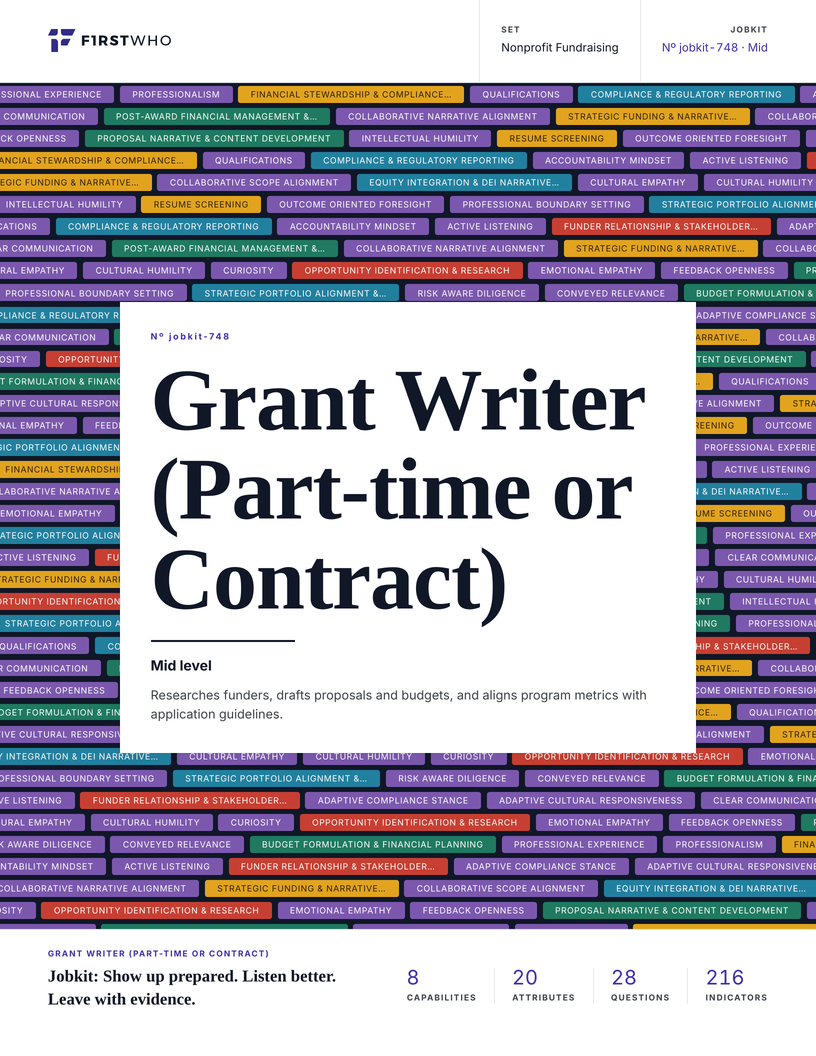 Cover of the Grant Writer (Part-time or Contract) job kit