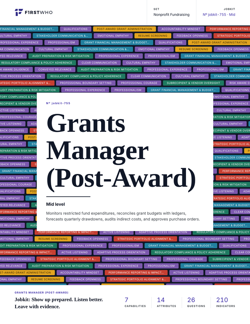 Cover of the Grants Manager (Post-Award) job kit