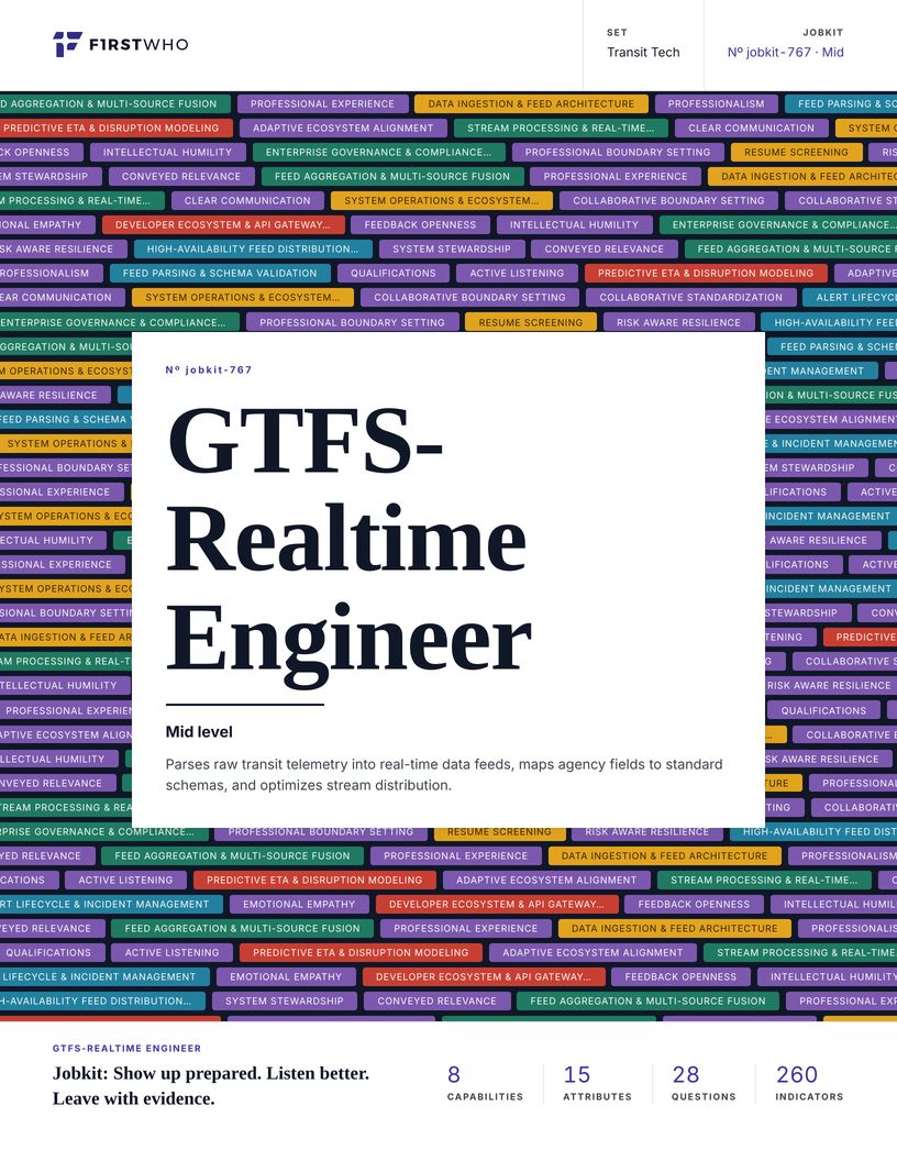 Cover of the GTFS-Realtime Engineer job kit