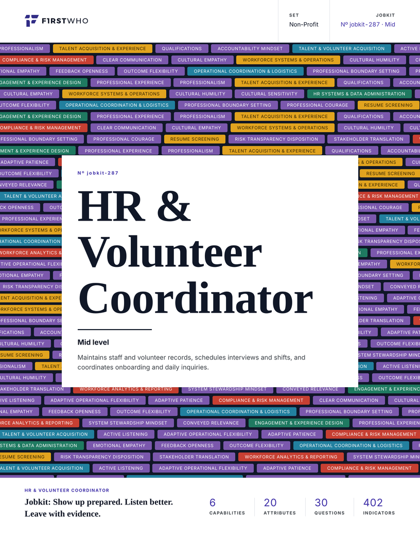 Cover of the HR & Volunteer Coordinator job kit
