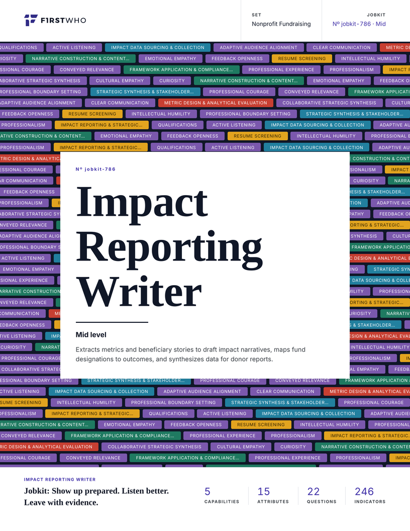 Cover of the Impact Reporting Writer job kit