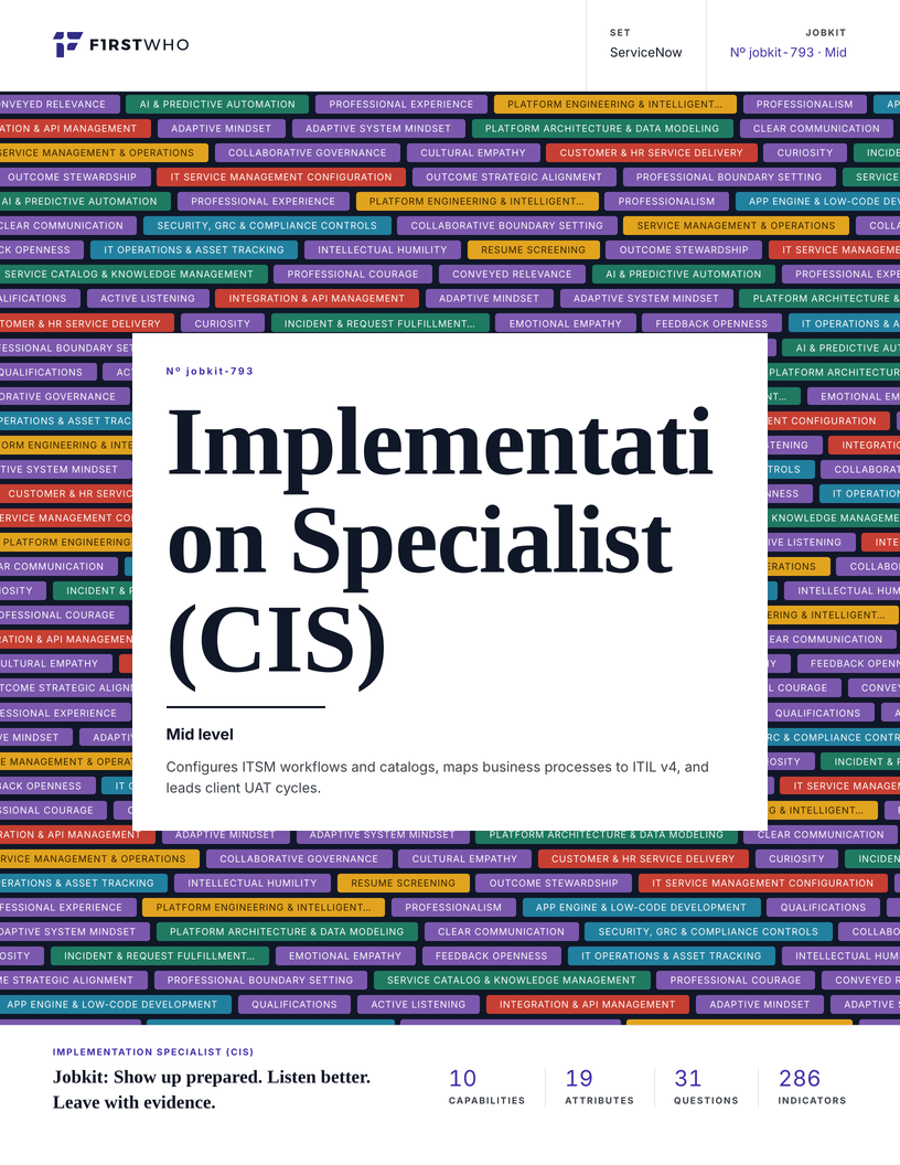 Cover of the Implementation Specialist (CIS) job kit