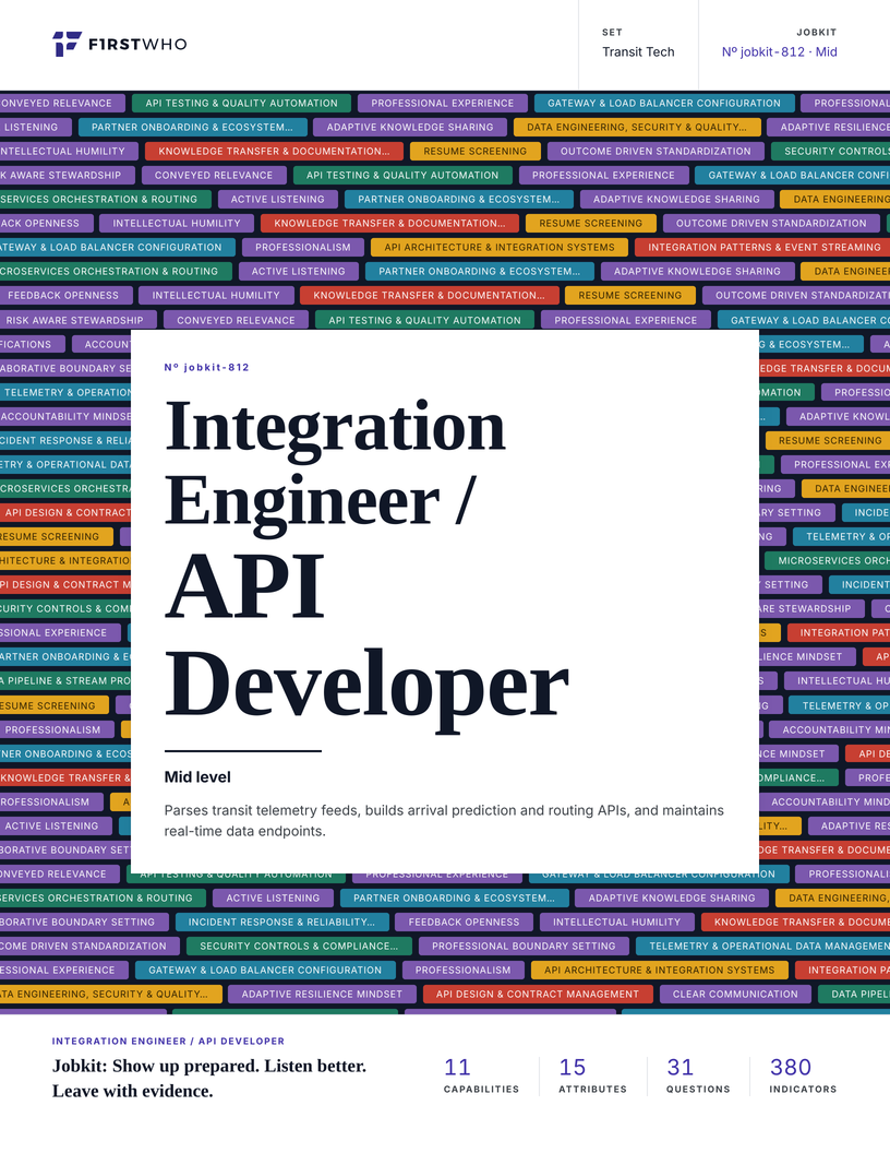 Cover of the Integration Engineer / API Developer job kit