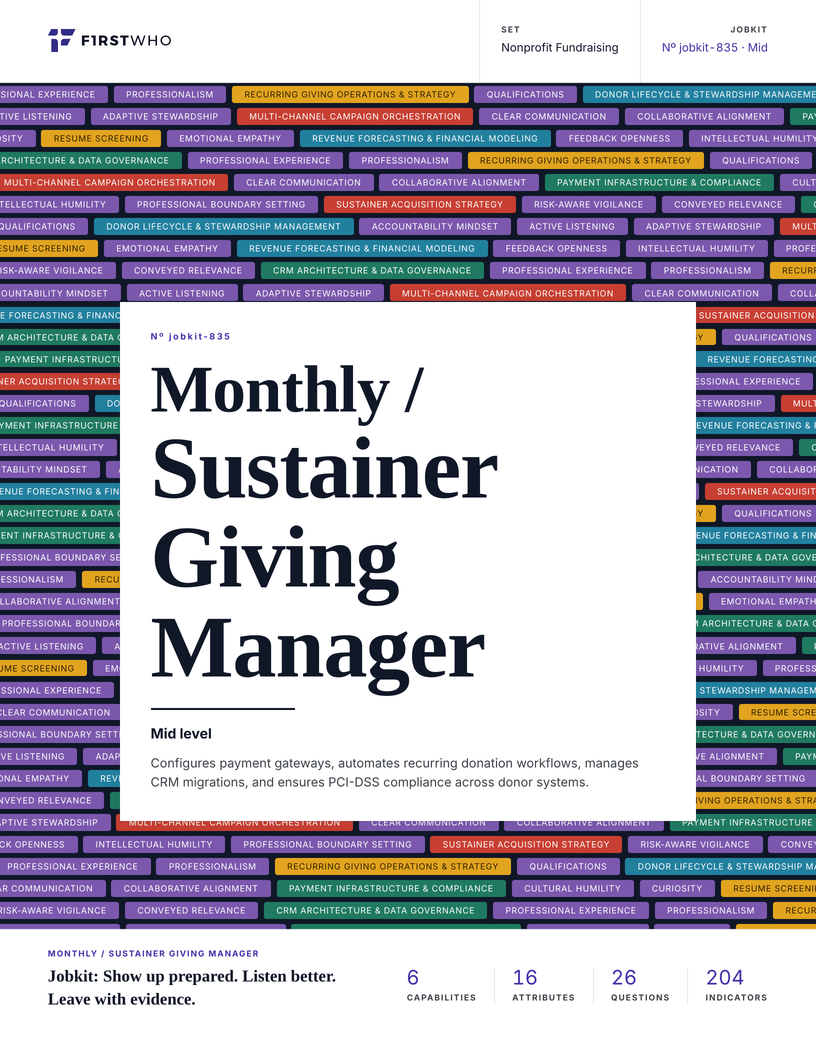 Cover of the Monthly / Sustainer Giving Manager job kit
