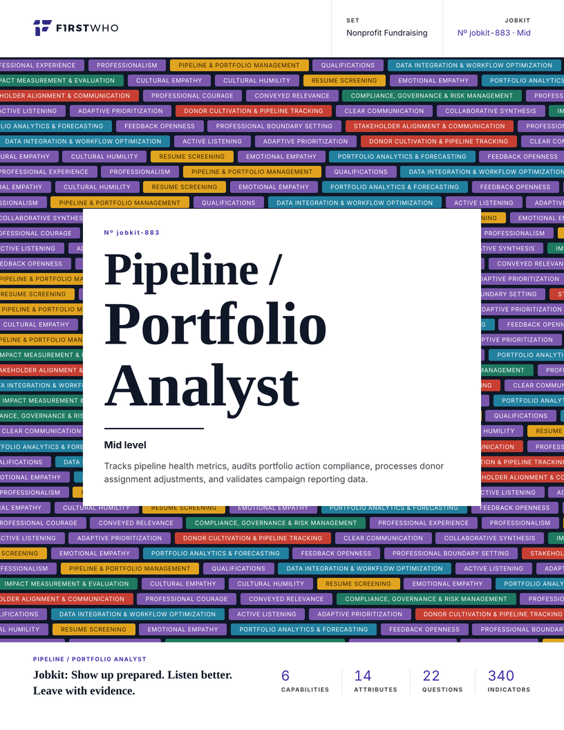 Cover of the Pipeline / Portfolio Analyst job kit