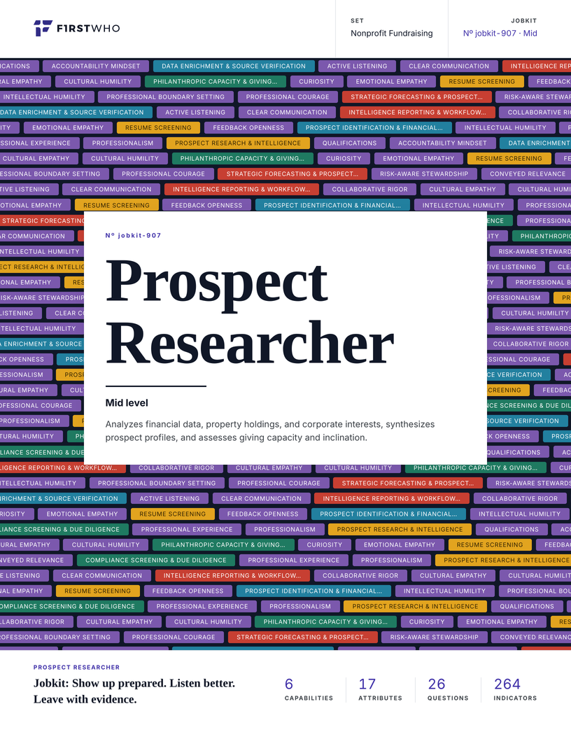 Cover of the Prospect Researcher job kit
