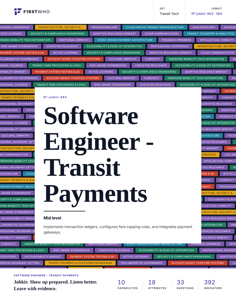 Cover of the Software Engineer - Transit Payments job kit
