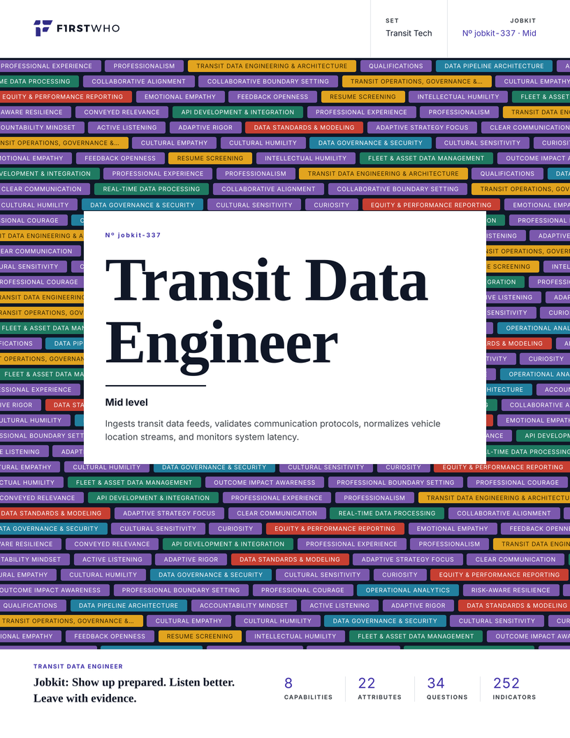 Cover of the Transit Data Engineer job kit