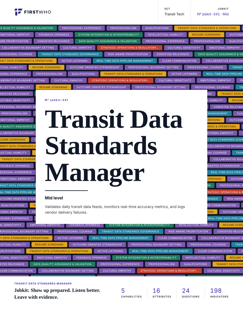 Cover of the Transit Data Standards Manager job kit