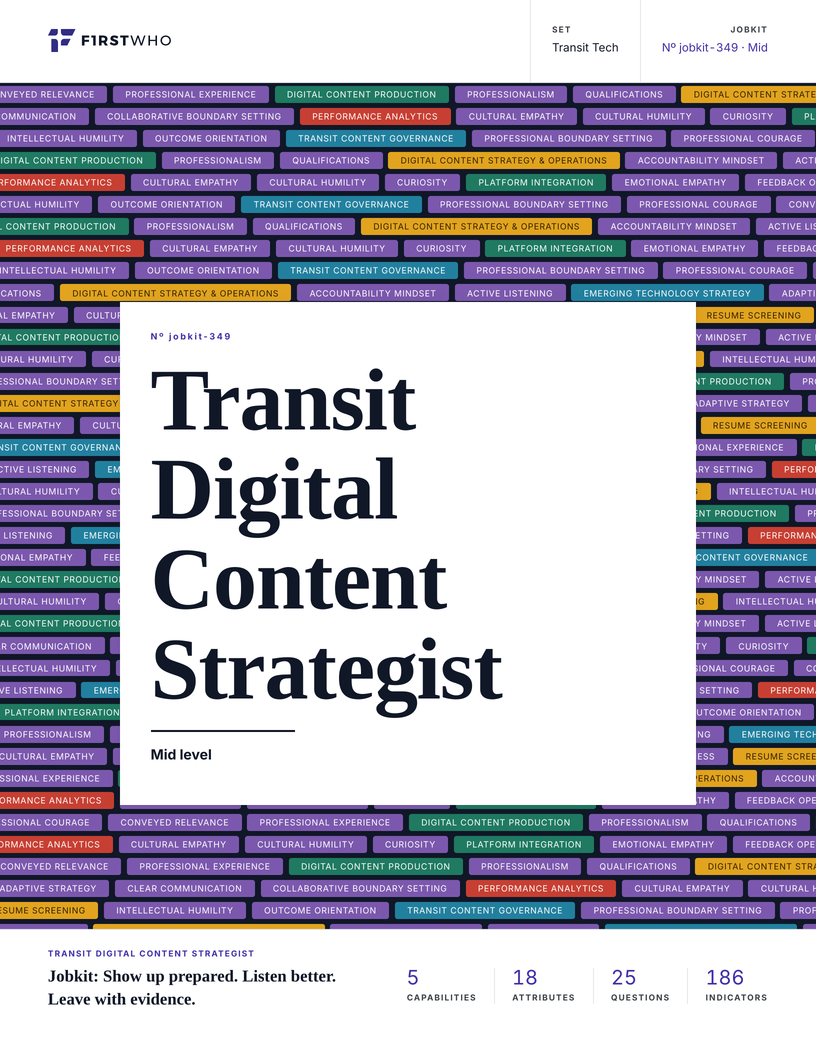 Cover of the Transit Digital Content Strategist job kit