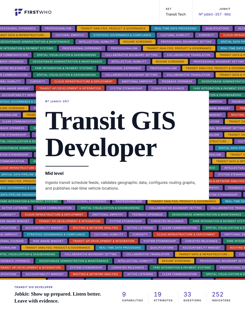 Cover of the Transit GIS Developer job kit