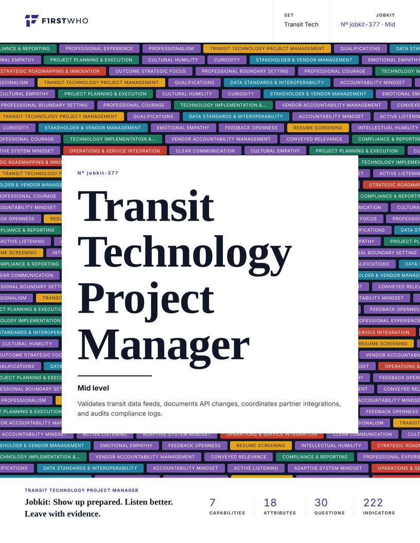 Cover of the Transit Technology Project Manager job kit