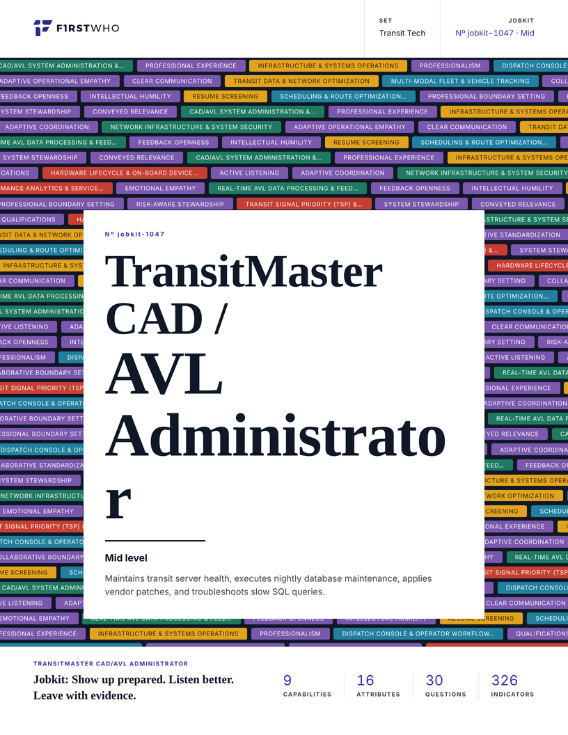 Cover of the TransitMaster CAD/AVL Administrator job kit