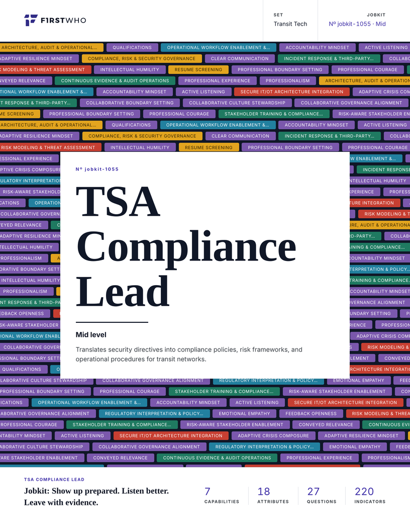 Cover of the TSA Compliance Lead job kit