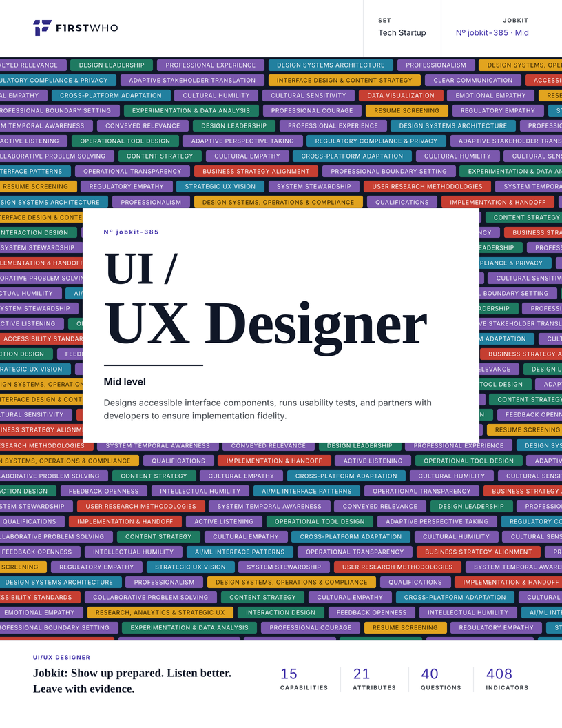 Cover of the UI/UX Designer job kit