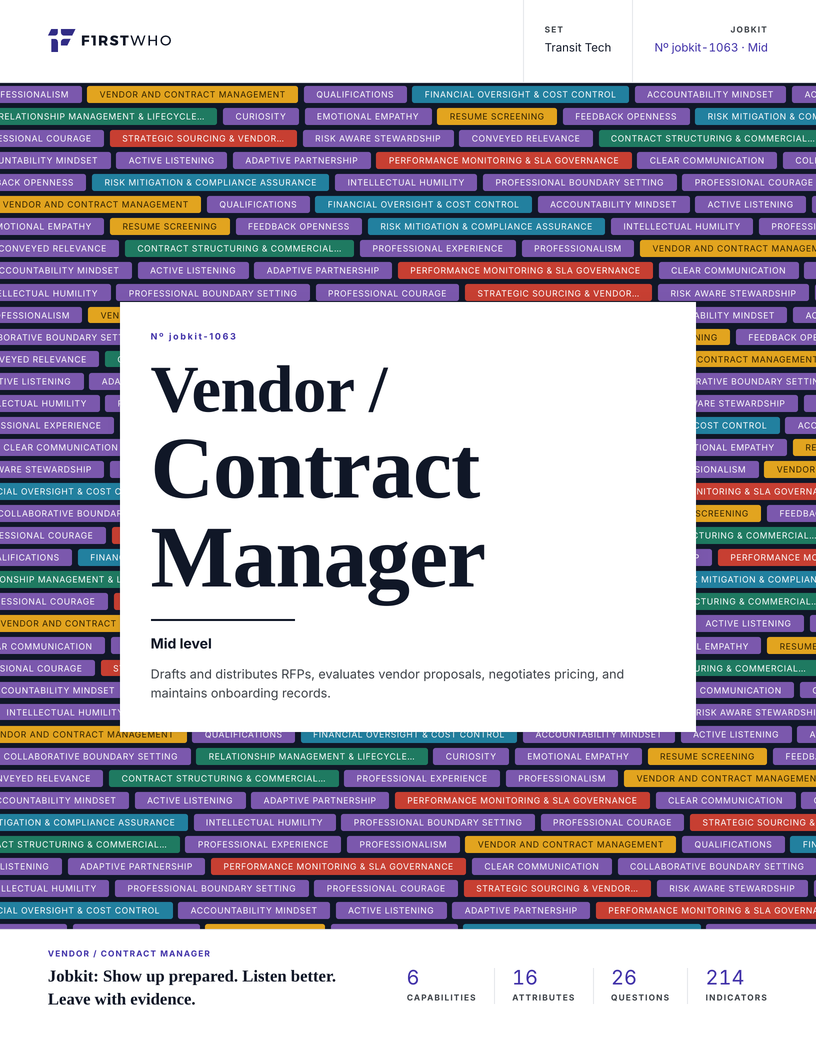 Cover of the Vendor / Contract Manager job kit