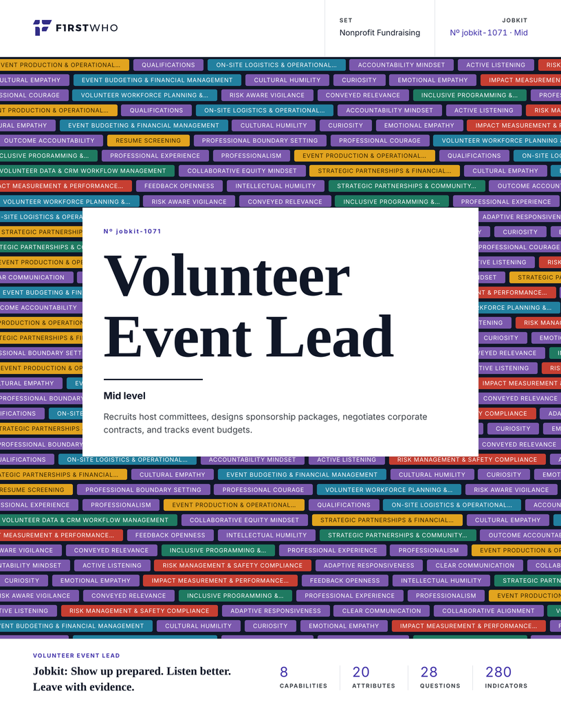 Cover of the Volunteer Event Lead job kit